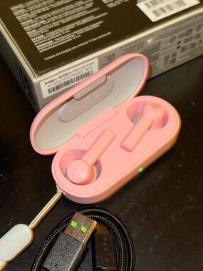 Razer Pink True Wireless Earbuds with Charging Case